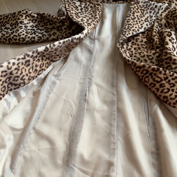 Faux Fur 🖤🤎 Leopard Animal Print Coat Vintage Look Super Chic Collar Mob Wife - Picture 10 of 16